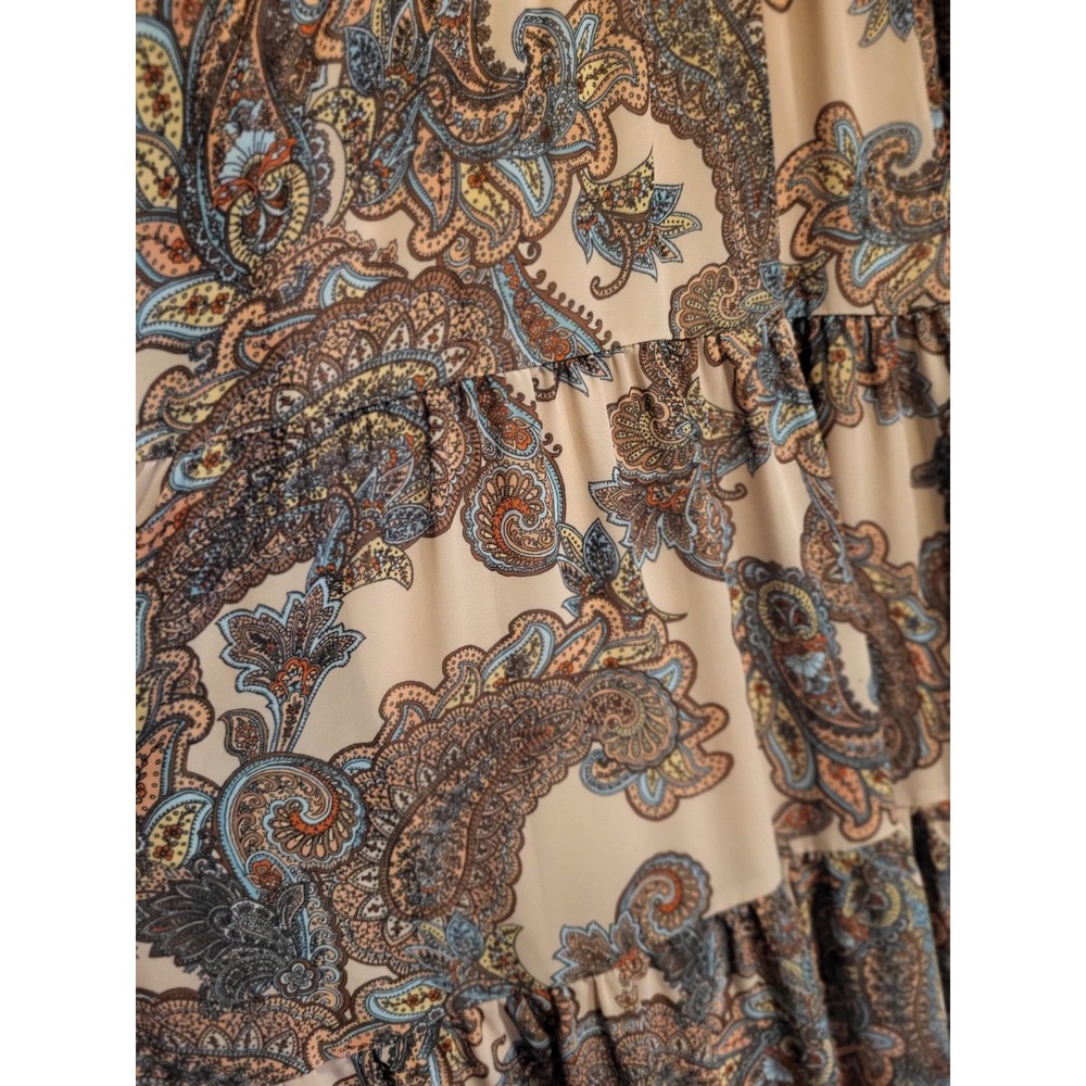 Paisley Empire Waist Tiered Sleeveless Maxi Dress Express Sz M - Picture 4 of 8